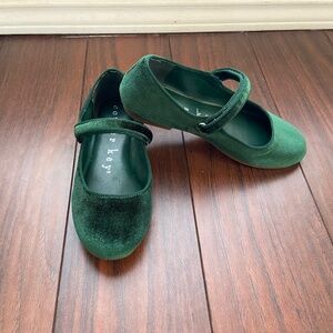COPPER KEY Girls Green Velvet Mary Jane Flats size 3M